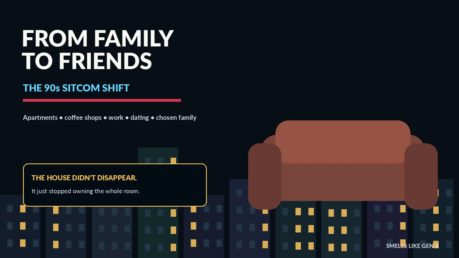 1990s sitcoms shifted from family households to friend groups