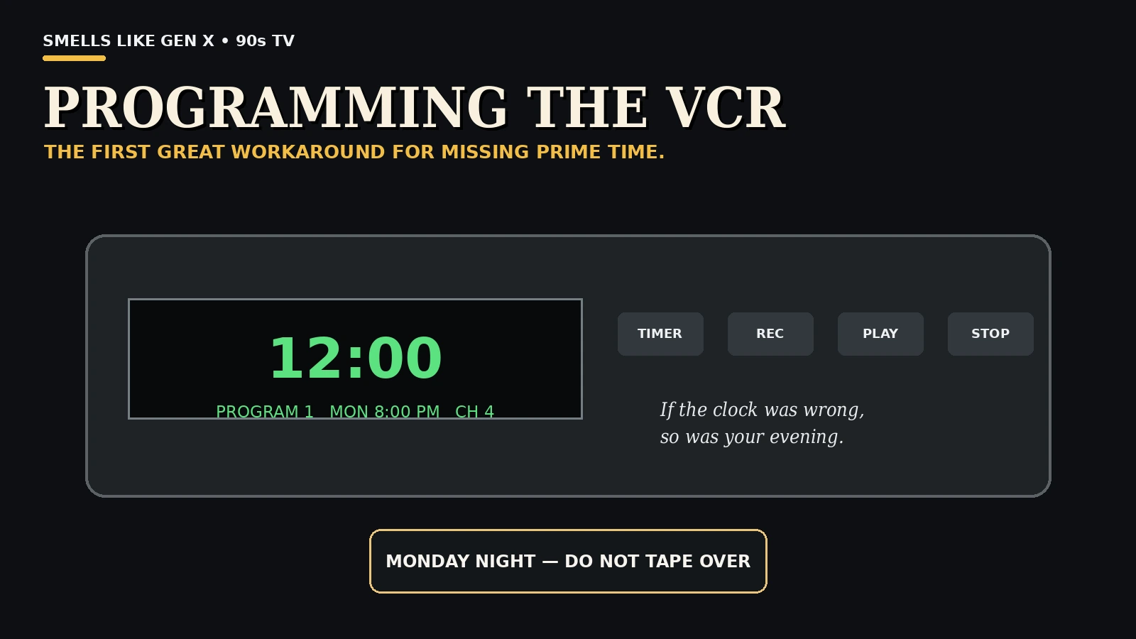Vcr programming appointment tv