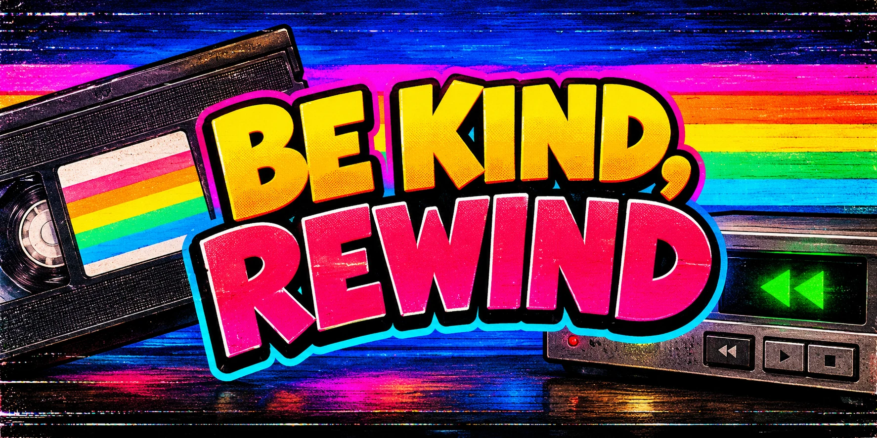 Be Kind Rewind retro VHS banner