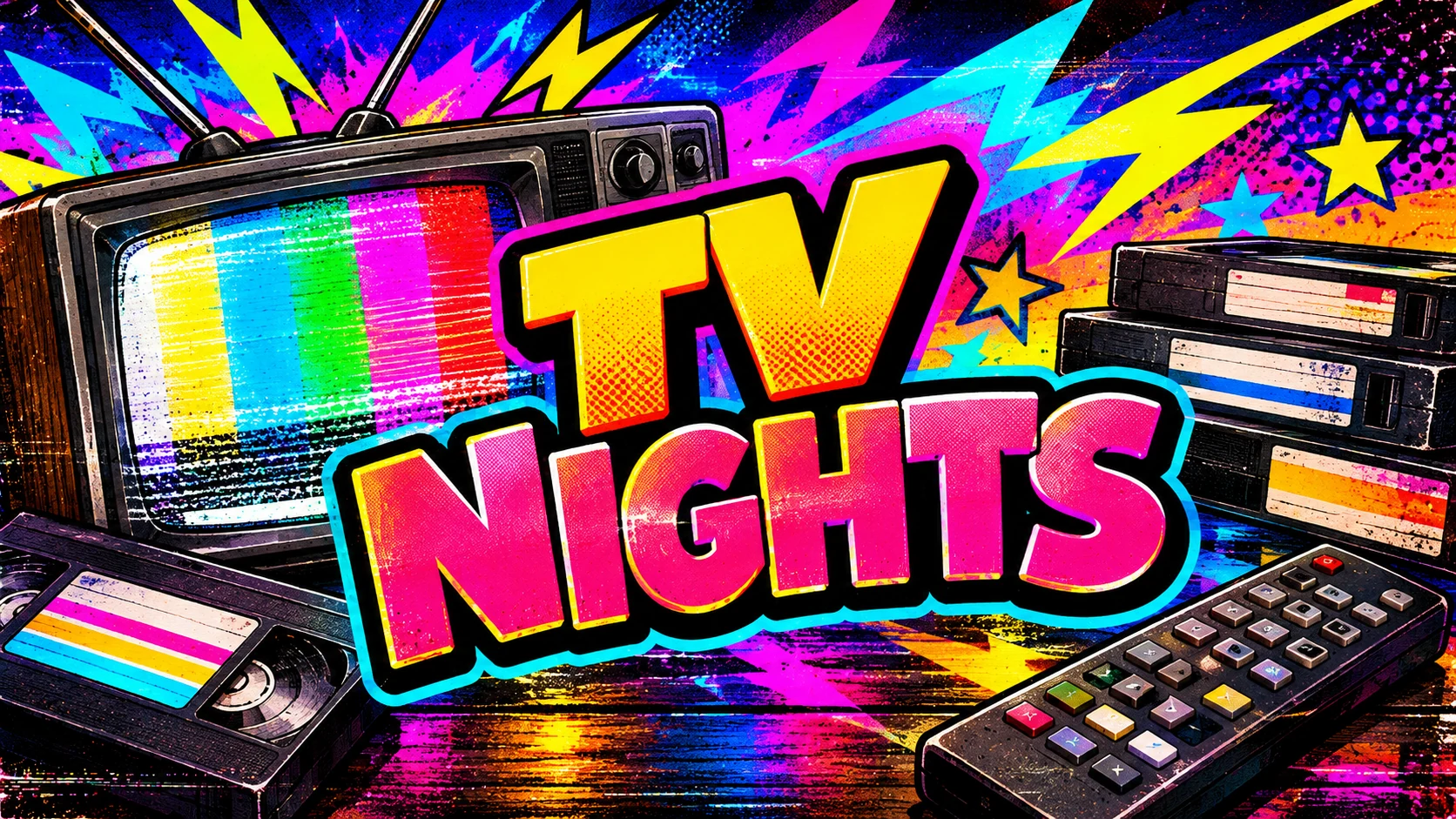Retro television nights collage