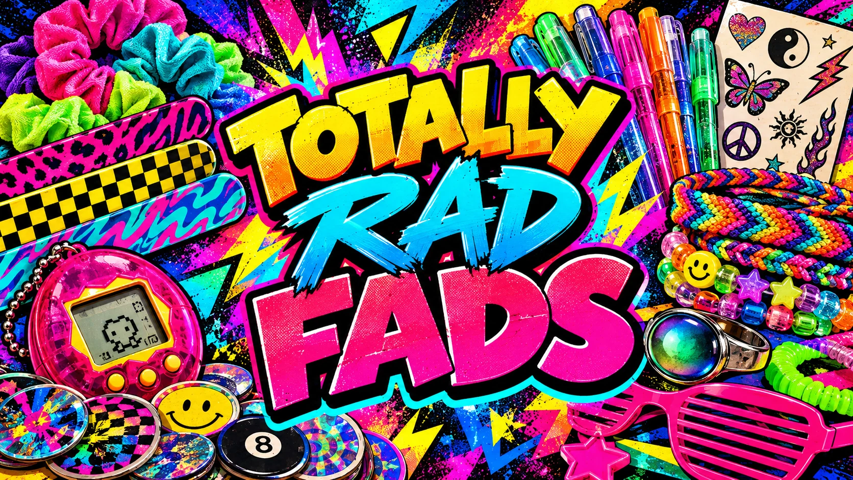 Totally rad 90s fads collage